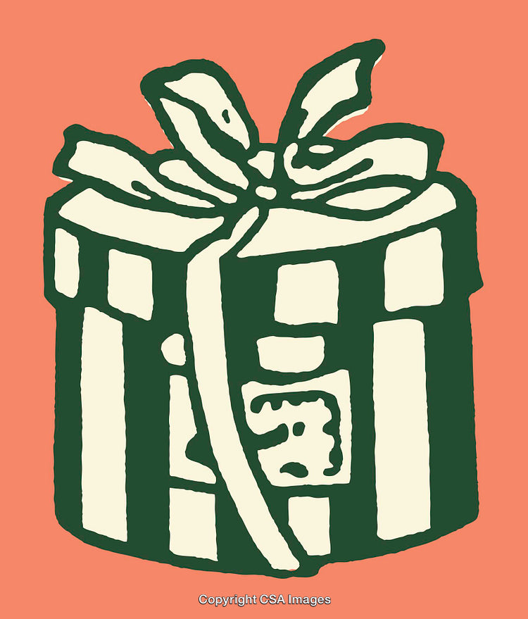 Colorful Line Art Illustration of a Wrapped Gift with Ribbon
