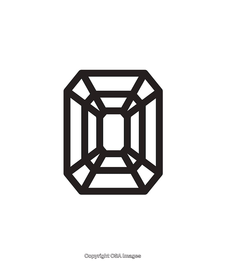 Elegant Black and White Icon of a Gemstone Outline Design