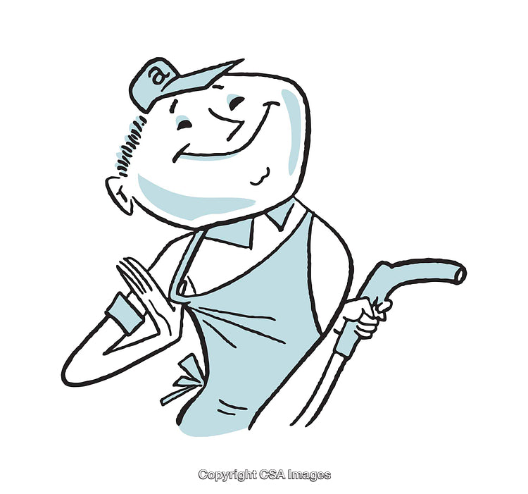 Retro Illustration of a Smiling Worker in Uniform with a Hose