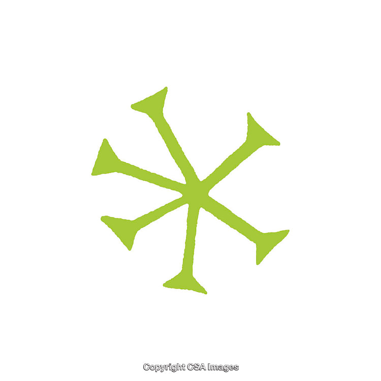 Green Abstract Star-Like Symbol on White Background