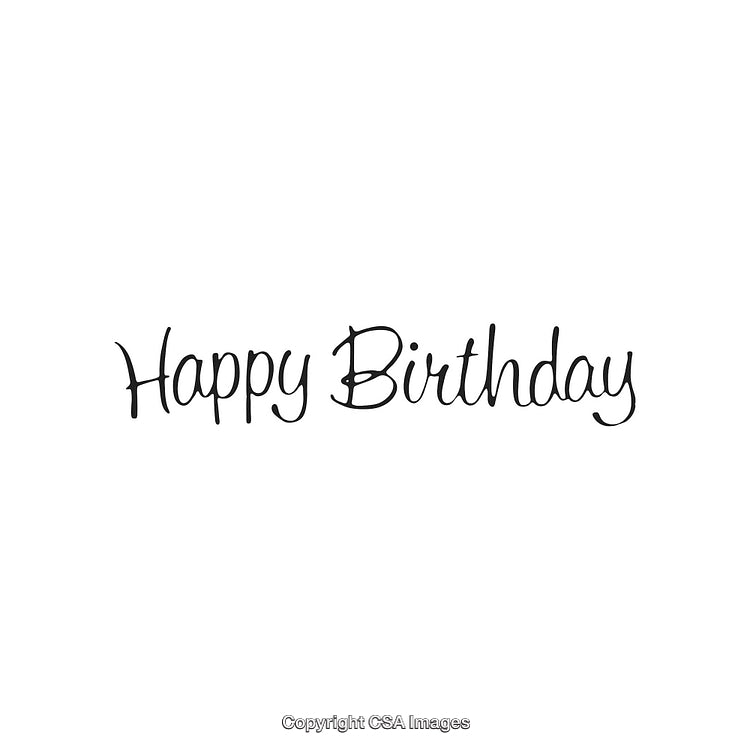 Happy Birthday Text in Elegant Handwriting on White Background