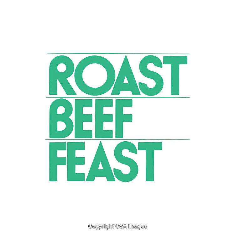Green Text Design Featuring the Words 'Roast Beef Feast' in All Caps