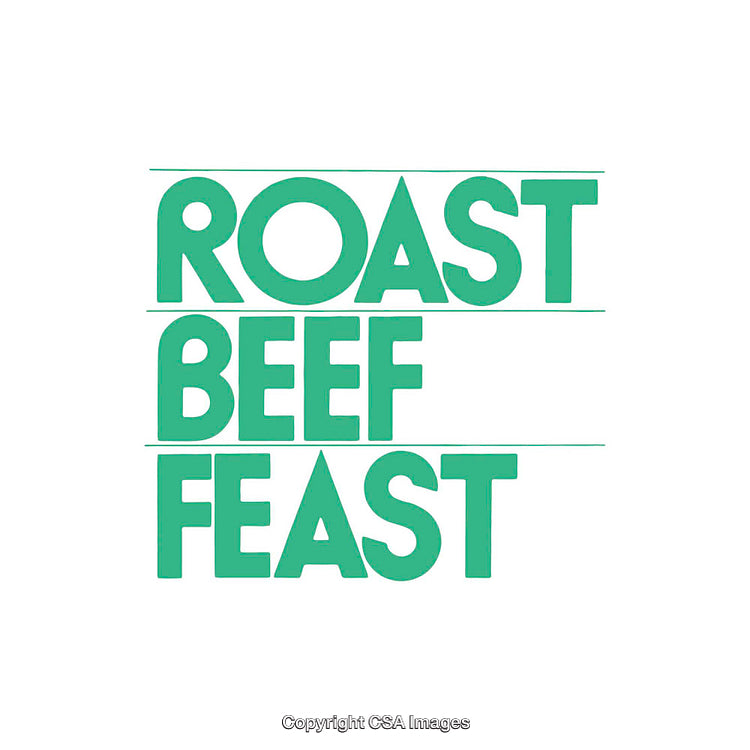 Green Text Design Featuring the Words 'Roast Beef Feast' in All Caps