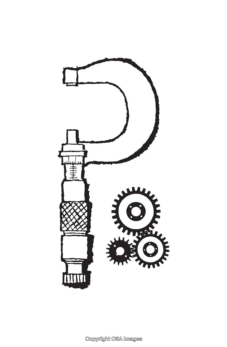 Black and White Line Art of Mechanical Tools and Gears Symbol