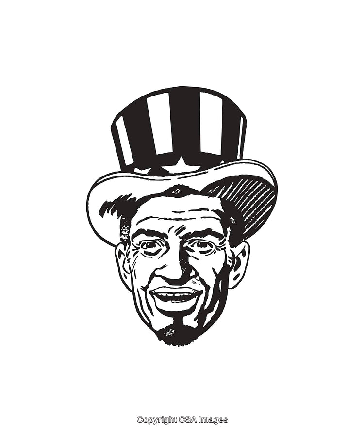 Vintage Black and White Illustration of Man With Top Hat and Beard