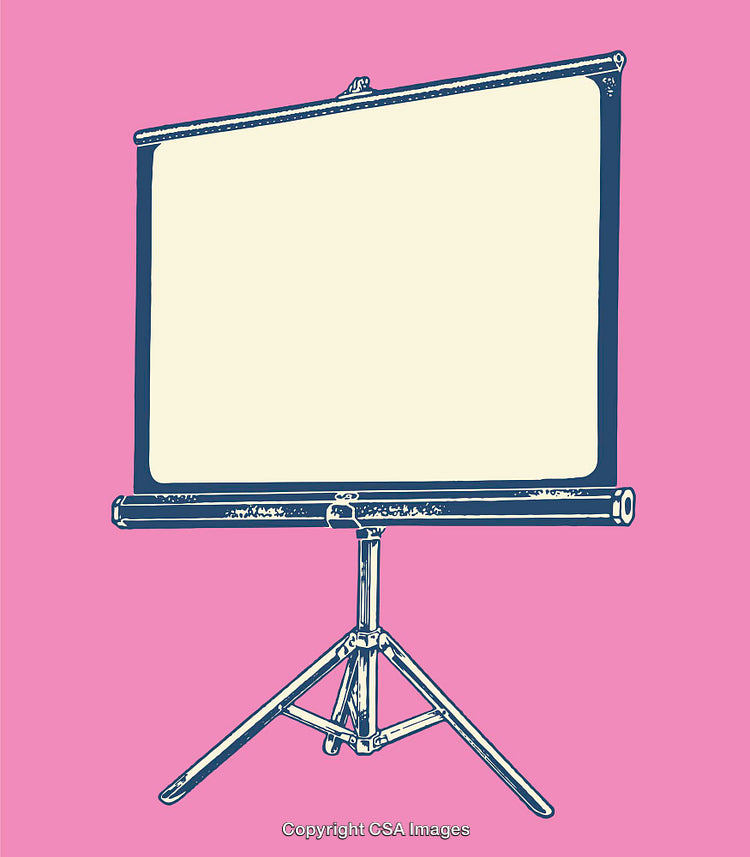 Vintage Style Projector Screen Illustration with Pink Background