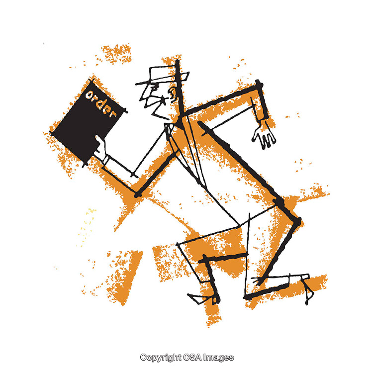 Abstract Illustration of a Running Businessman Holding a Document