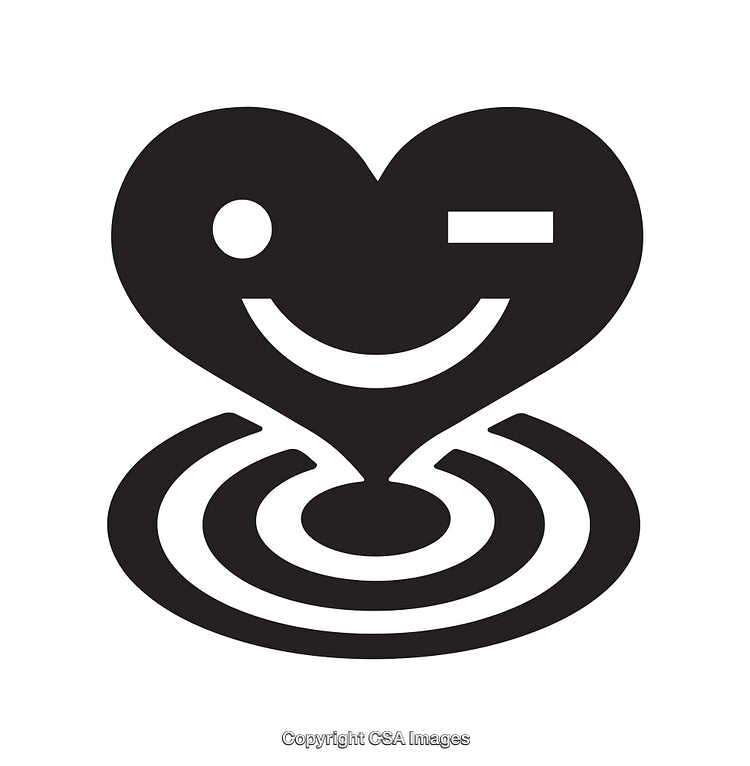 Black and White Heart Shaped Abstract Smile Icon Design