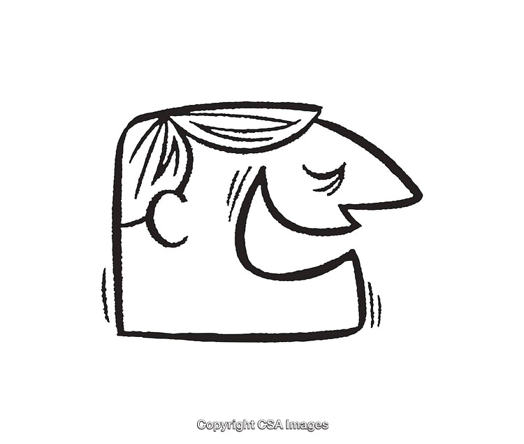 Black and White Line Art Illustration of a Cheerful Expressive Character