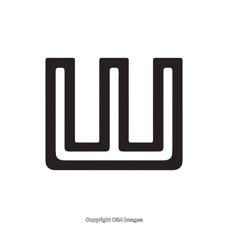 Bold Black Letter "W" Design on White Background