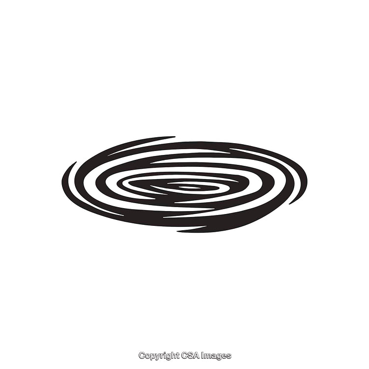 Abstract Swirling Black Shape Isolated on a White Background