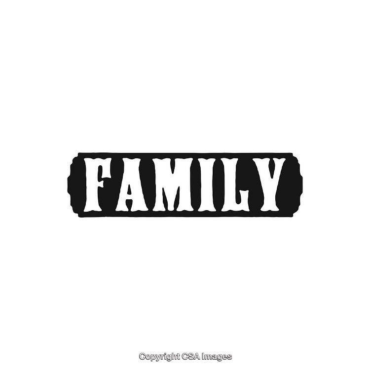 Bold Black Text 'Family' on White Background in Rustic Style