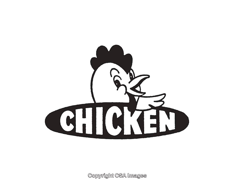 Black and White Illustration of a Chicken Logo Design