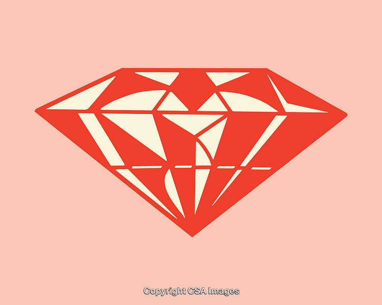 Red Geometric Diamond Illustration on a Pink Background