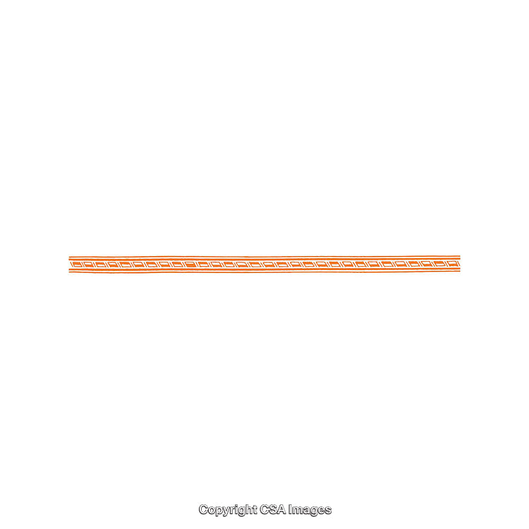 Orange and White Decorative Border With Geometric Pattern Isolated on White Background