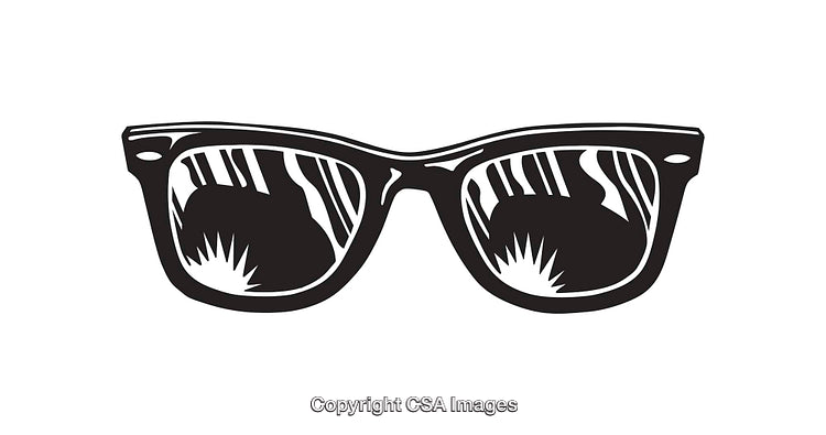 Stylish Black and White Sunglasses Line Art Illustration