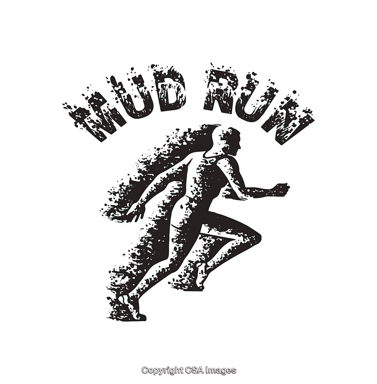 Dynamic Black and White Mud Run Event Concept Art Illustration