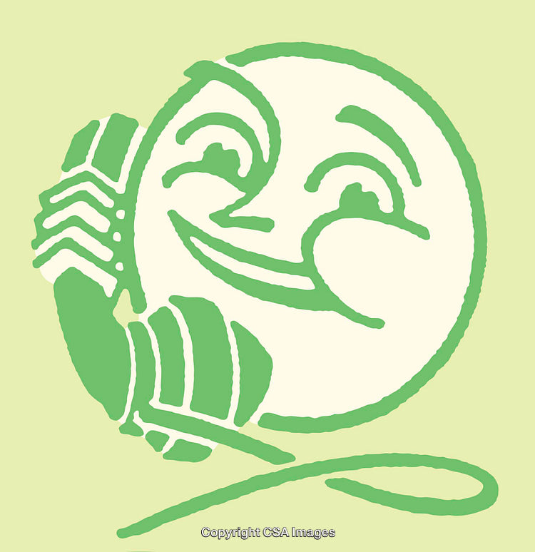 Green Line Art Illustration of Smiling Face Holding a Telephone Receiver