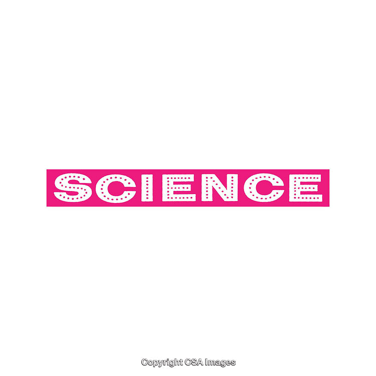 Science Word Art Design on a Vibrant Pink Block Background