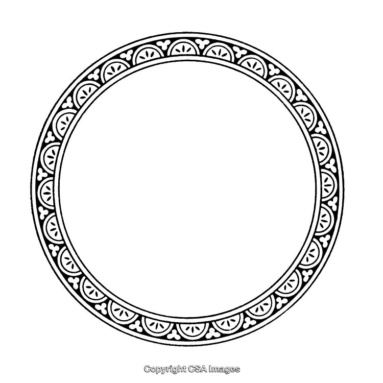 Intricate Circular Black And White Decorative Border With Symmetrical Patterns