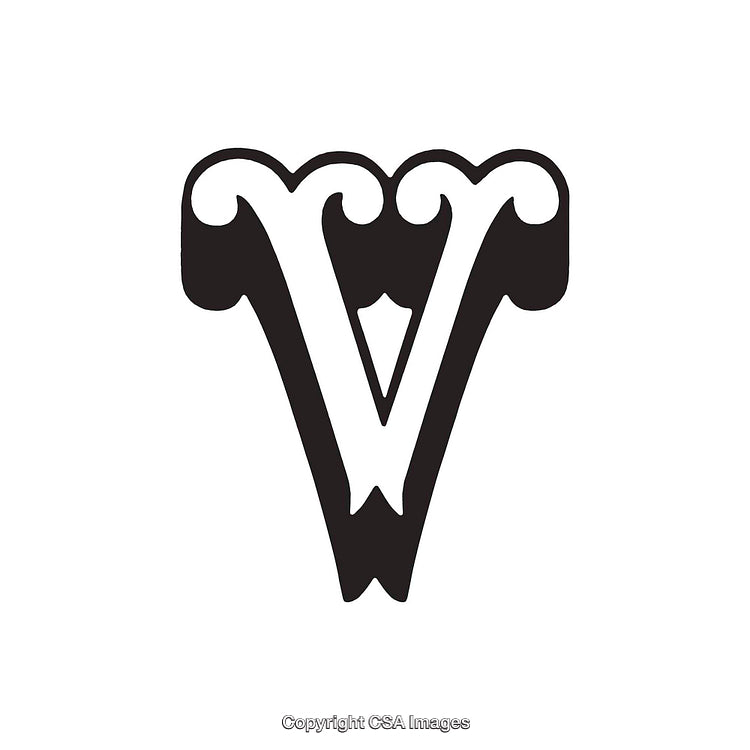 Ornate Black Letter V Design with Decorative Elements