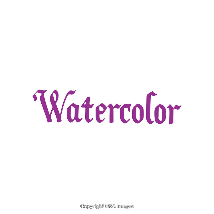 Purple Watercolor Text in Gothic Font on a Plain White Background