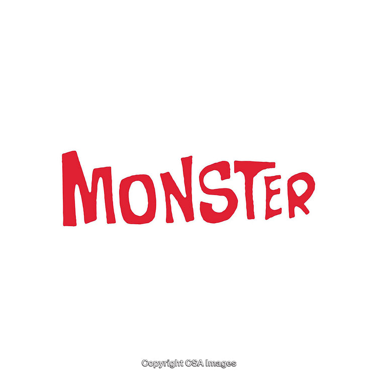 Bold Red Lettering Displaying the Word Monster on a White Background