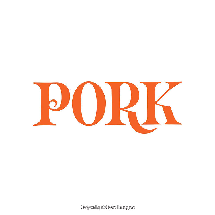 Bold Orange Typography Display Featuring the Word "Pork" in Artistic Font