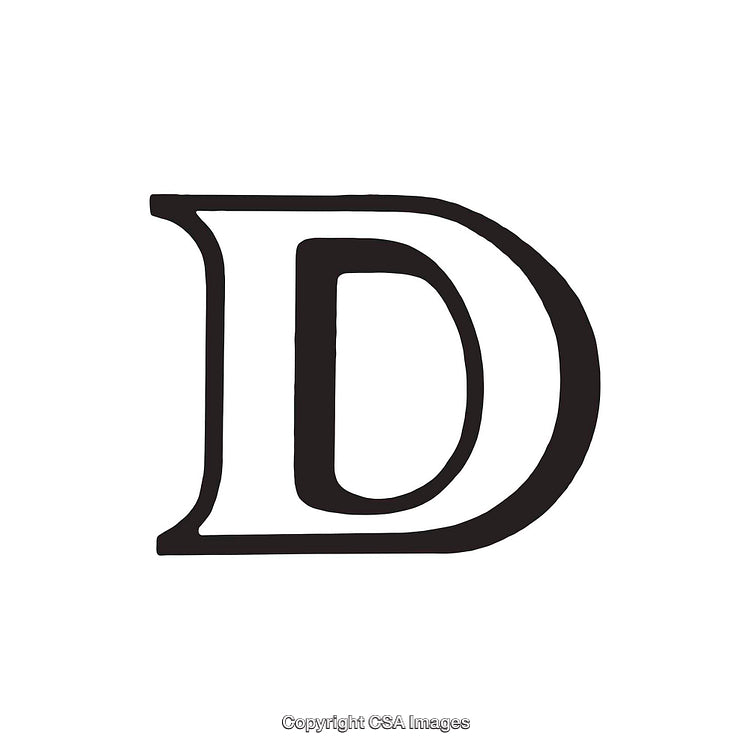 Bold Black Letter D Isolated on a White Background