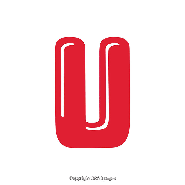 Stylized Red Letter U on White Background with Minimalist Design