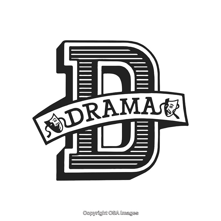 Drama Themed Logo Featuring a Bold Letter D with Theater Masks