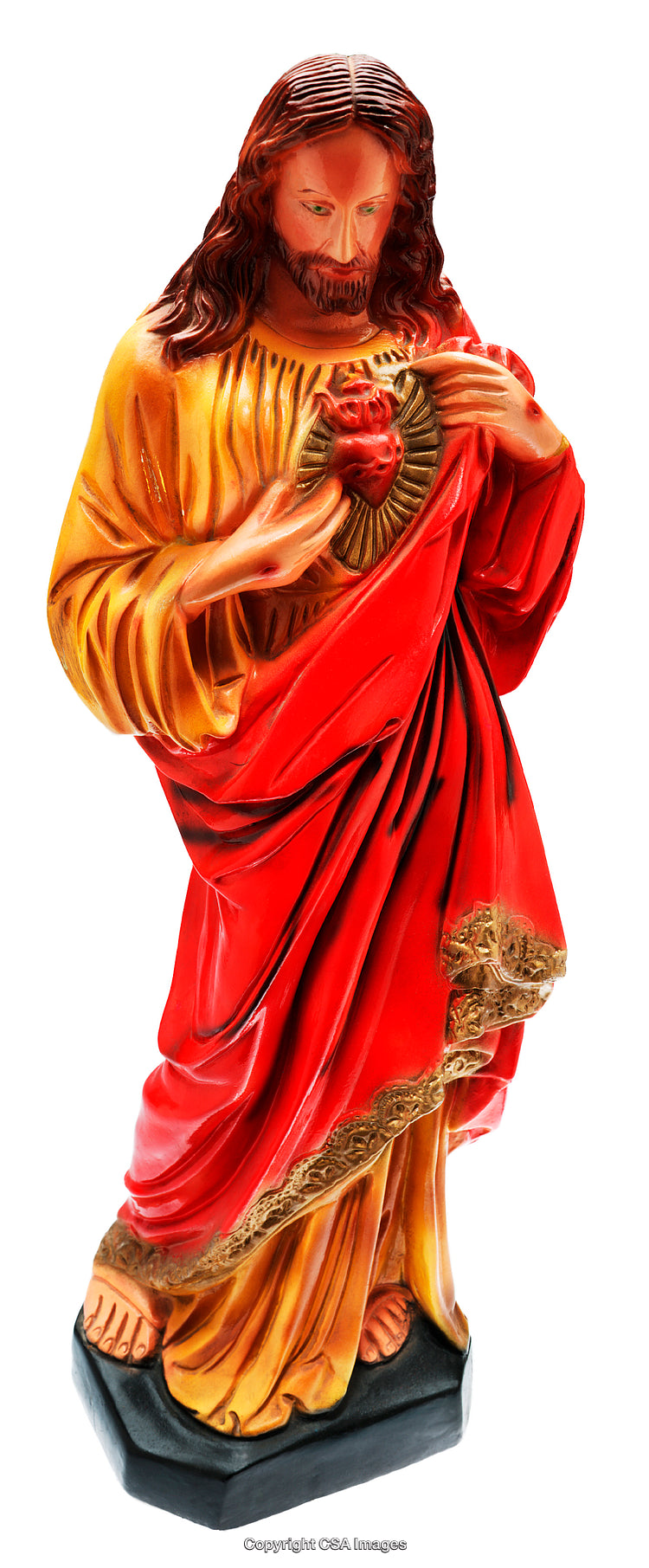 Sacred Heart Figurine of Jesus in Red and Gold Detail