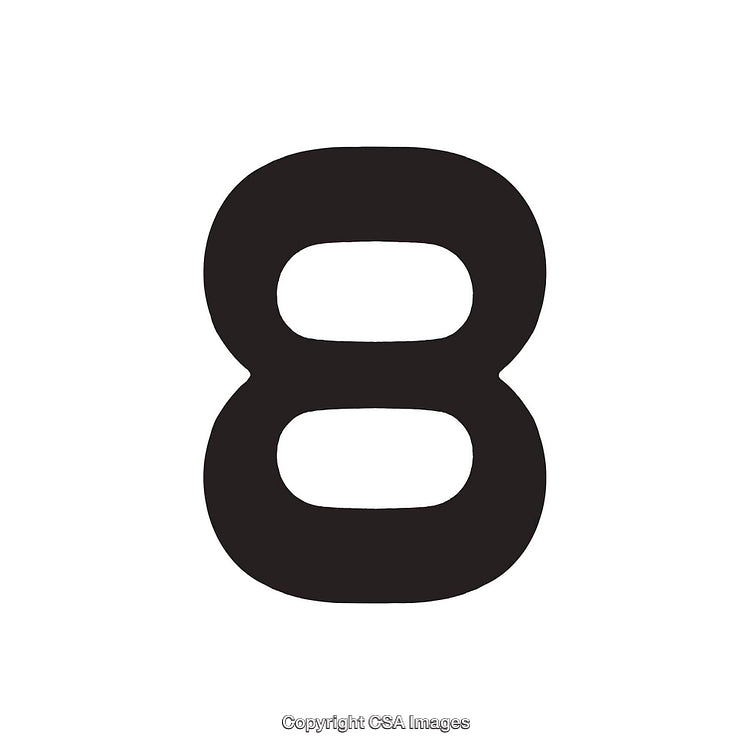 Bold Black Number Eight Isolated on a Clean White Background