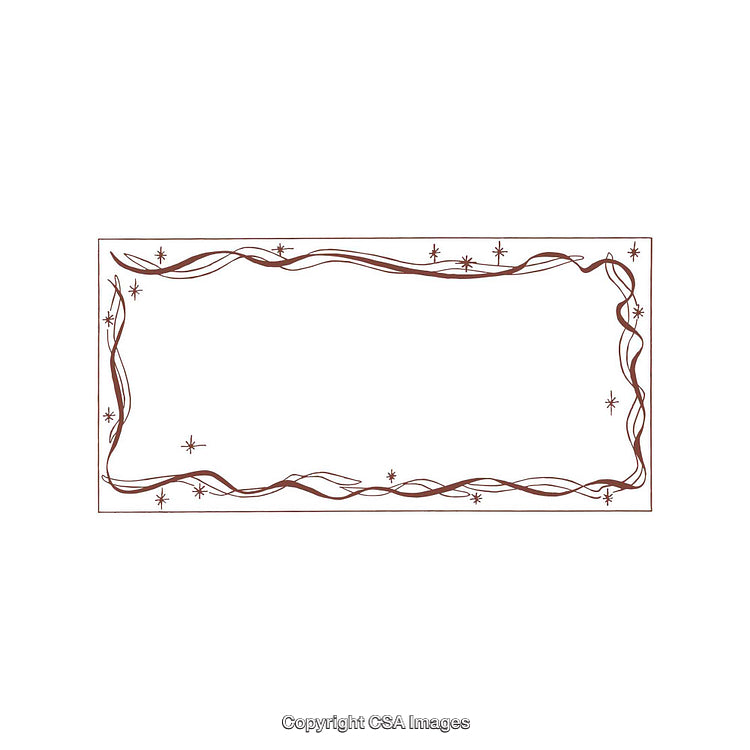 Elegant Rectangular Frame with Decorative Brown Lines and Twinkling Stars