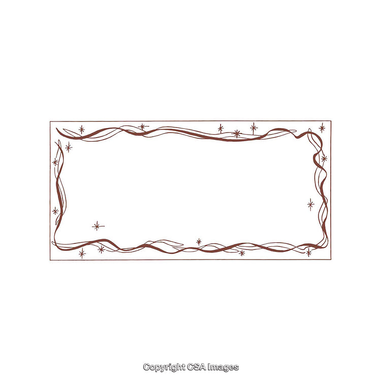 Elegant Rectangular Frame with Decorative Brown Lines and Twinkling Stars