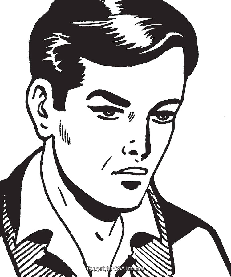 Vintage Comic Book Style Illustration of a Pensive Male Character