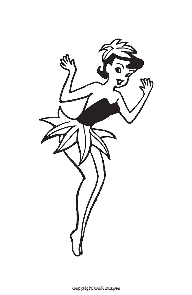 Stylized Black and White Illustration of a Cheerful Dancer in Motion
