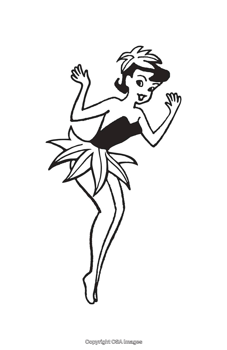 Stylized Black and White Illustration of a Cheerful Dancer in Motion