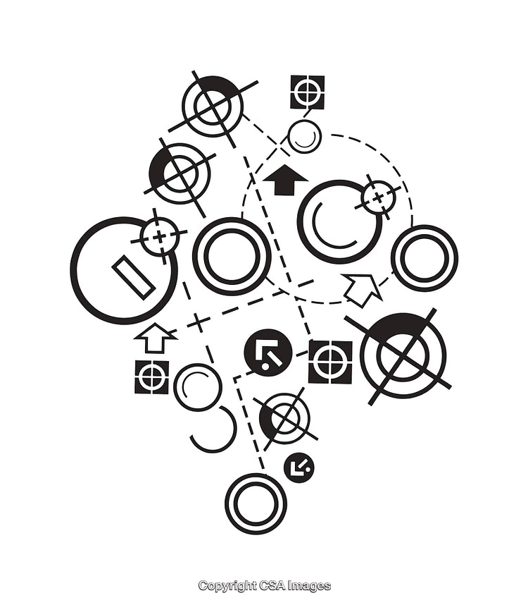 Abstract Geometric Design Featuring Technical Shapes and Patterns