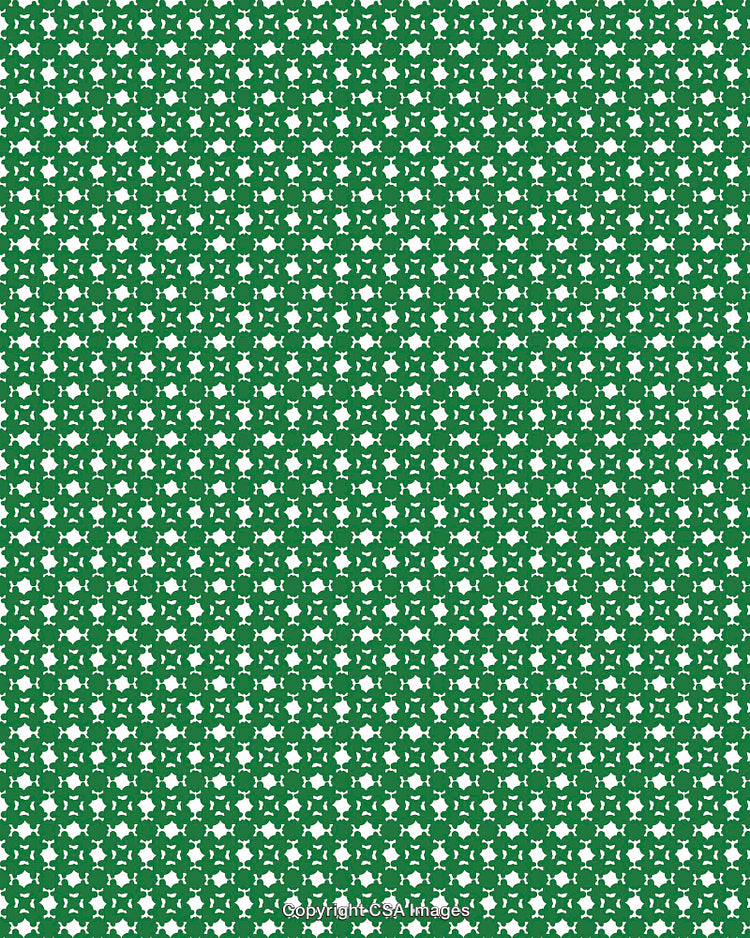 Green and White Geometric Pattern with Playful Symmetrical Shapes