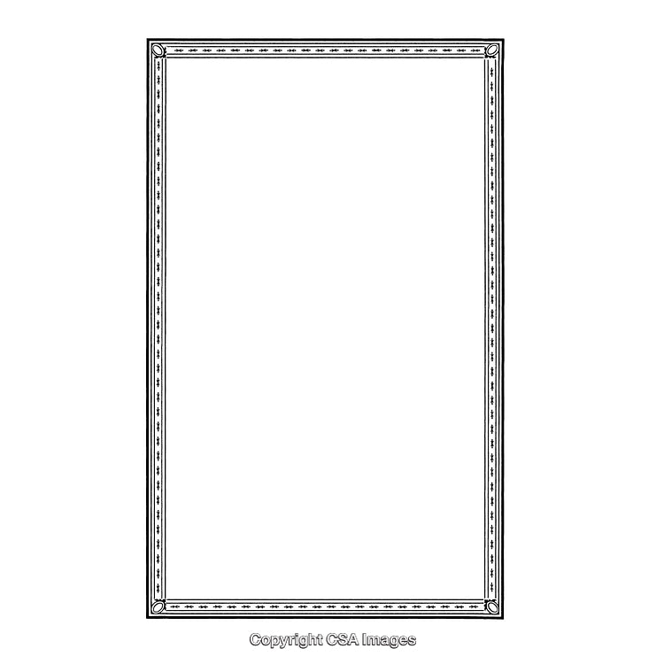 Elegant Black and White Rectangular Ornamental Border Design Isolated Scene
