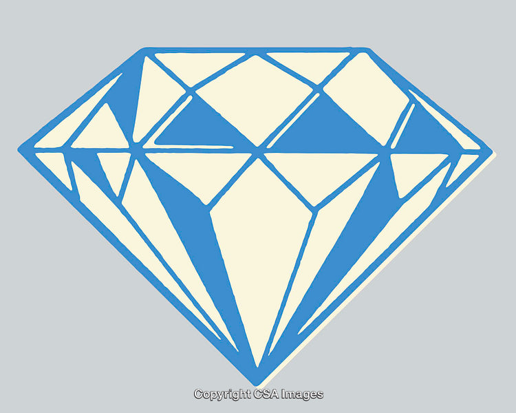 Blue and Beige Diamond Illustration with Geometric Line Art Design