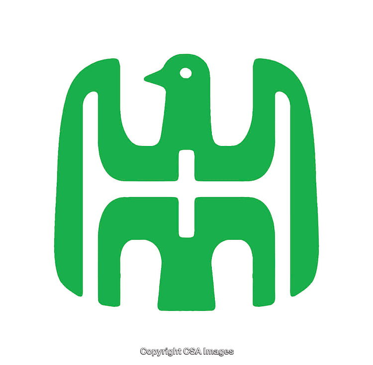 Green Bird-Shaped Icon With Cross Symbol in Minimalist Design