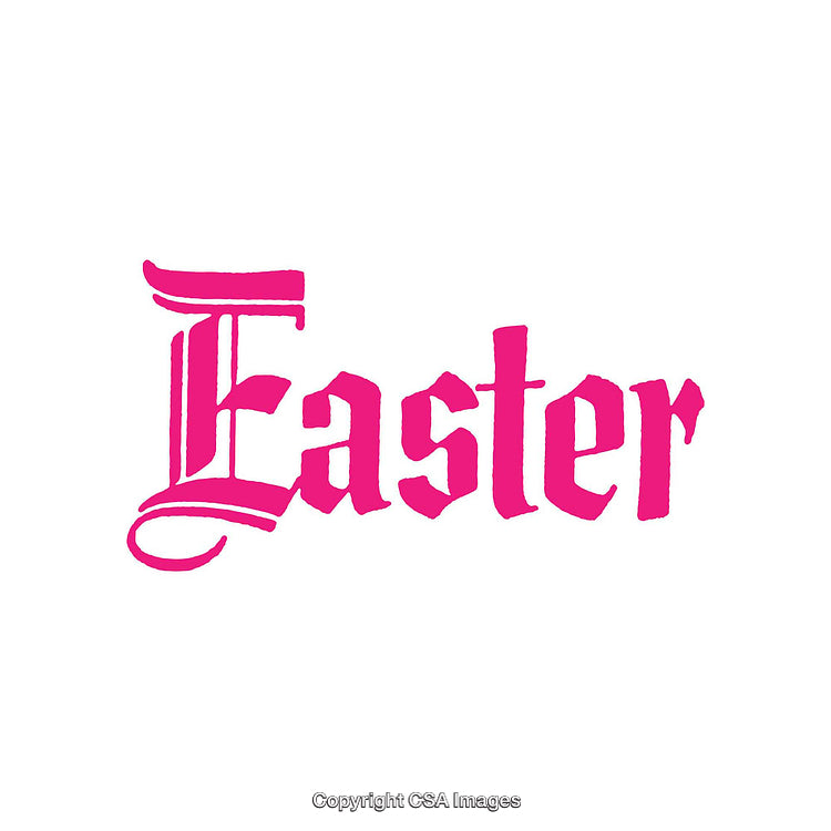 Vintage Pink Gothic Font Easter Word Design Isolated on White Background