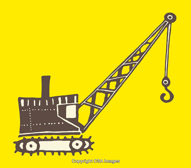 Illustration of a Construction Crane in Simplified Line Art Style