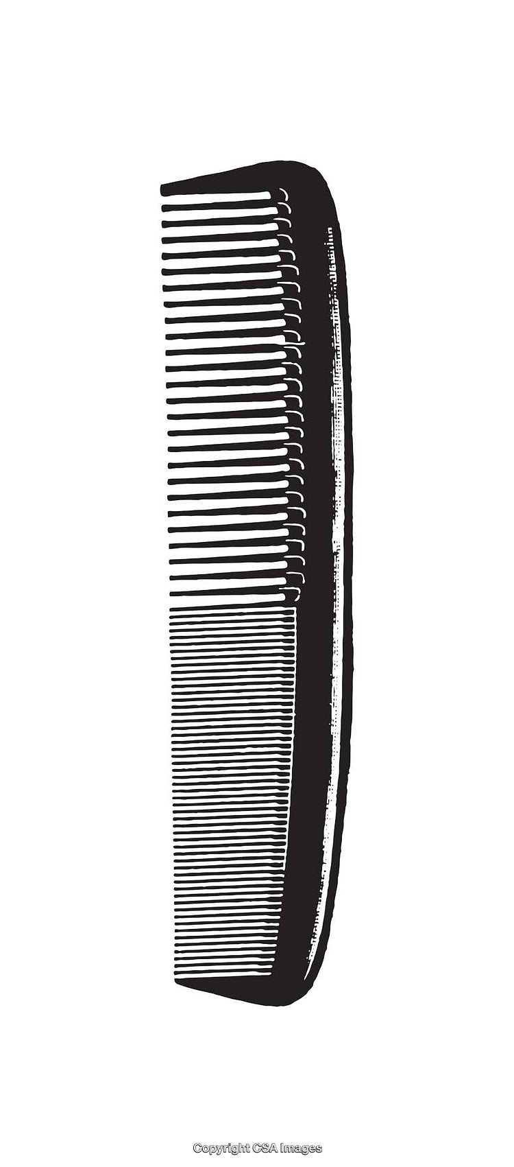 Black and White Line Art Illustration of a Comb Isolated on White