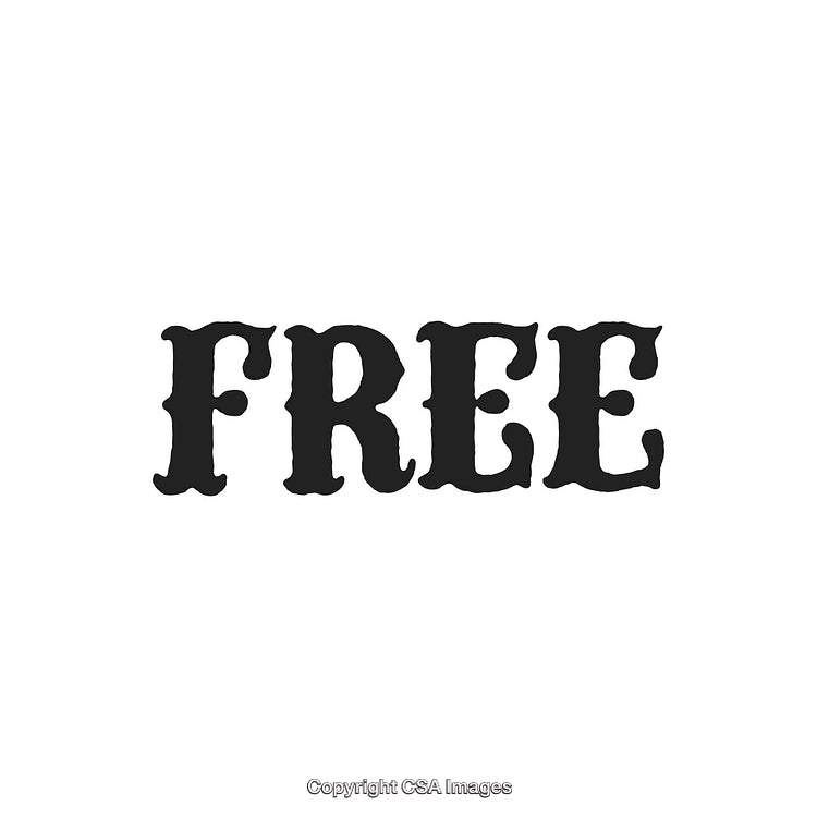 Black Lettered 'Free' Text on White Background with Decorative Font Design