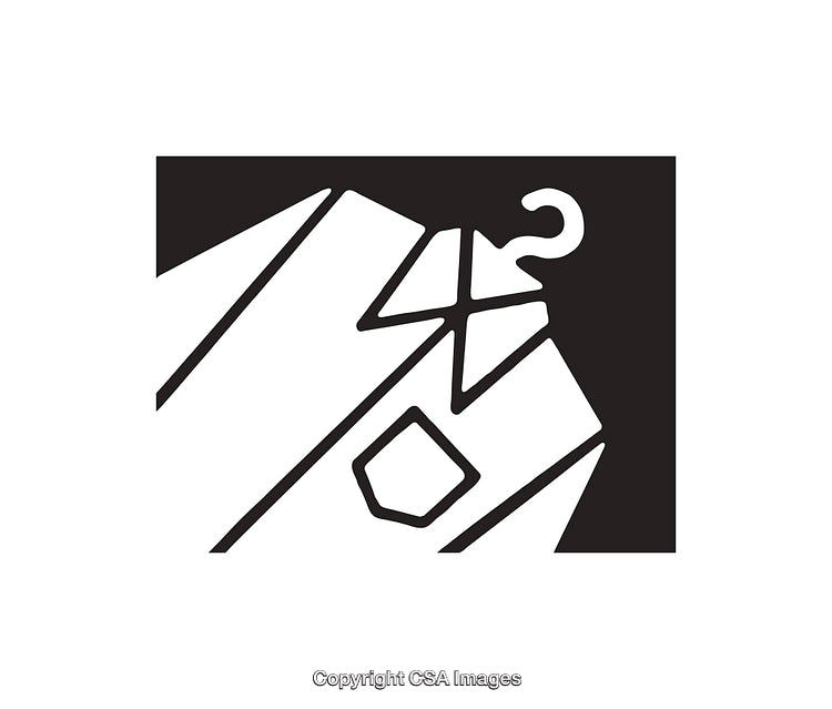 Minimalist Black and White Icon of a Garment Hanger and a Tie