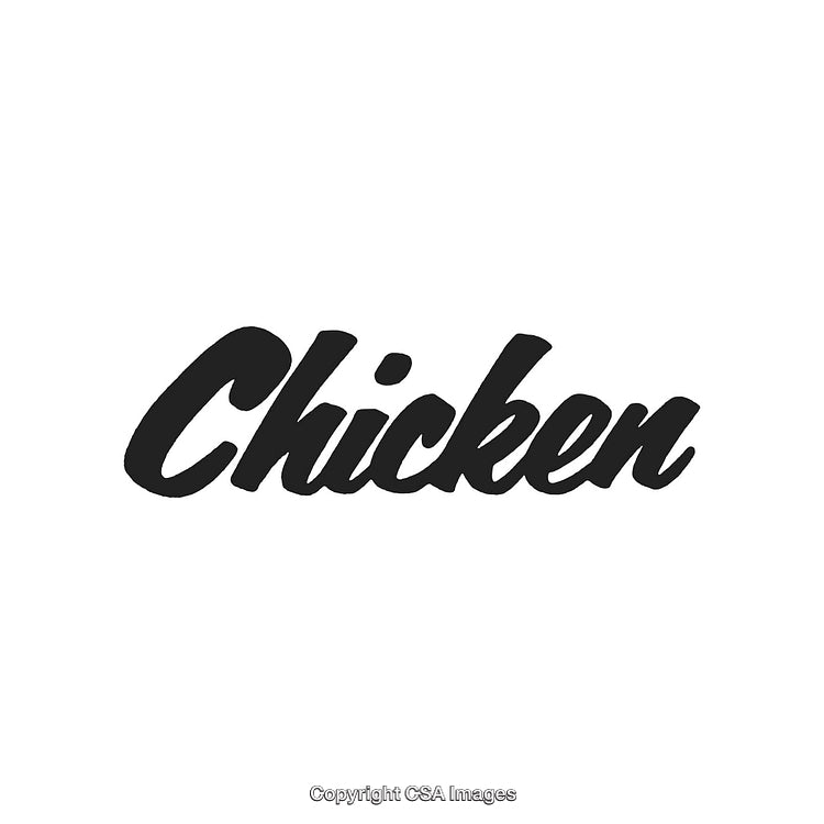 Stylish Script Word Art of 'Chicken' in Bold Black Text