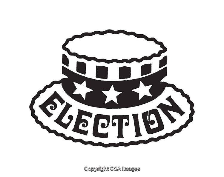 Black and White Line Art Design Featuring an Election Campaign Hat